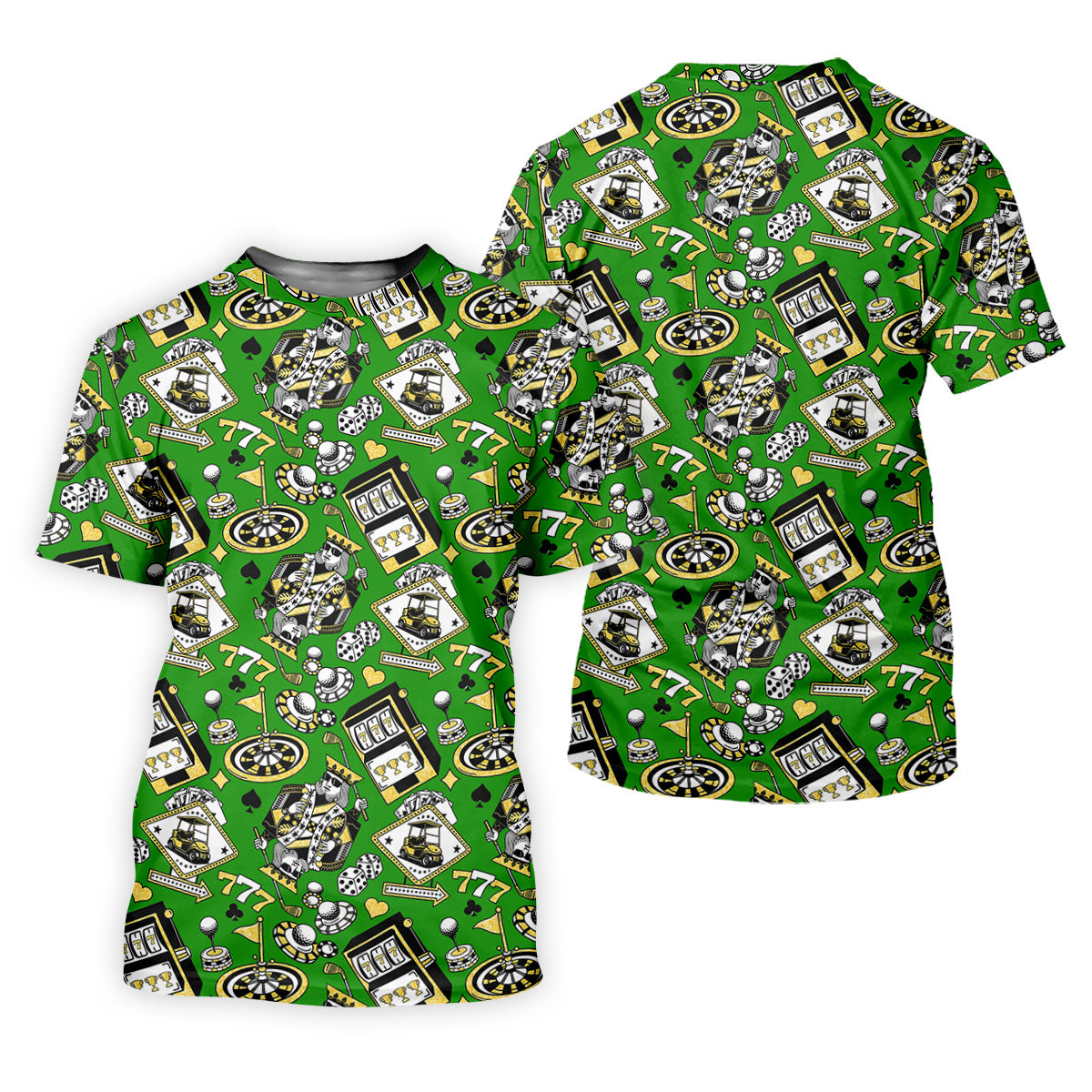 Casino Golf Pattern Green Hawaiian Golf Polo Shirt, Mens Golf Polo, Polo Shirts For Men