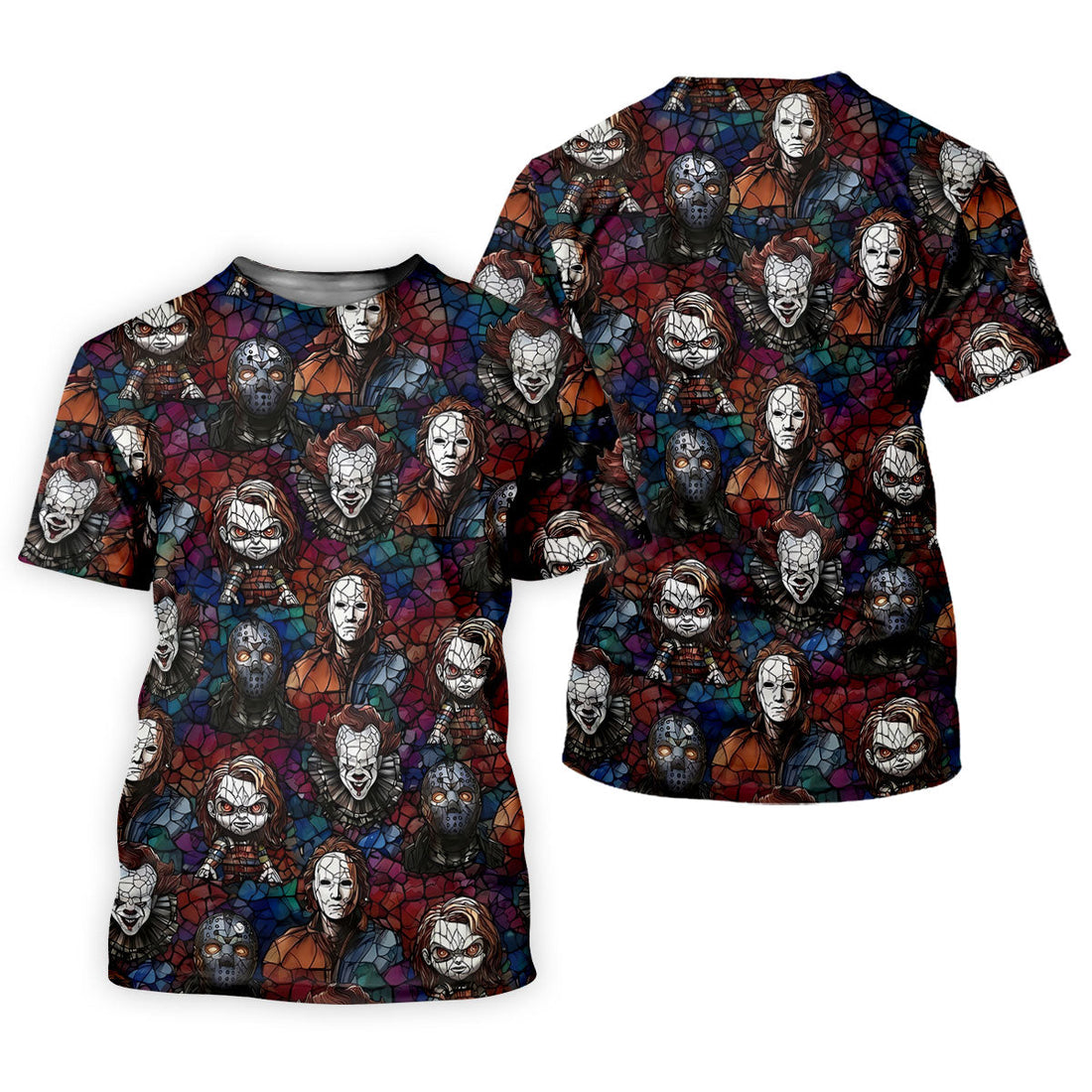Stained Glass Horror Character Halloween Golf Shirt, Ladies Golf Shirts, Women’s Golf Polo