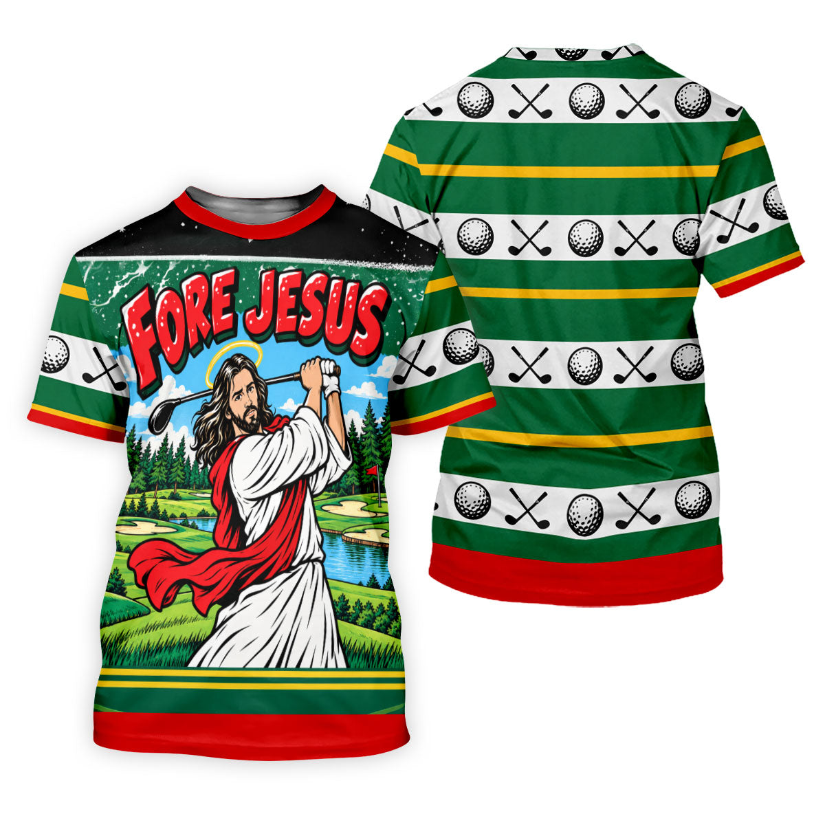 Fore Jesus Golf Swing Christmas Golf Shirt, Golf Gifts For Women, Ladies Golf Apparel