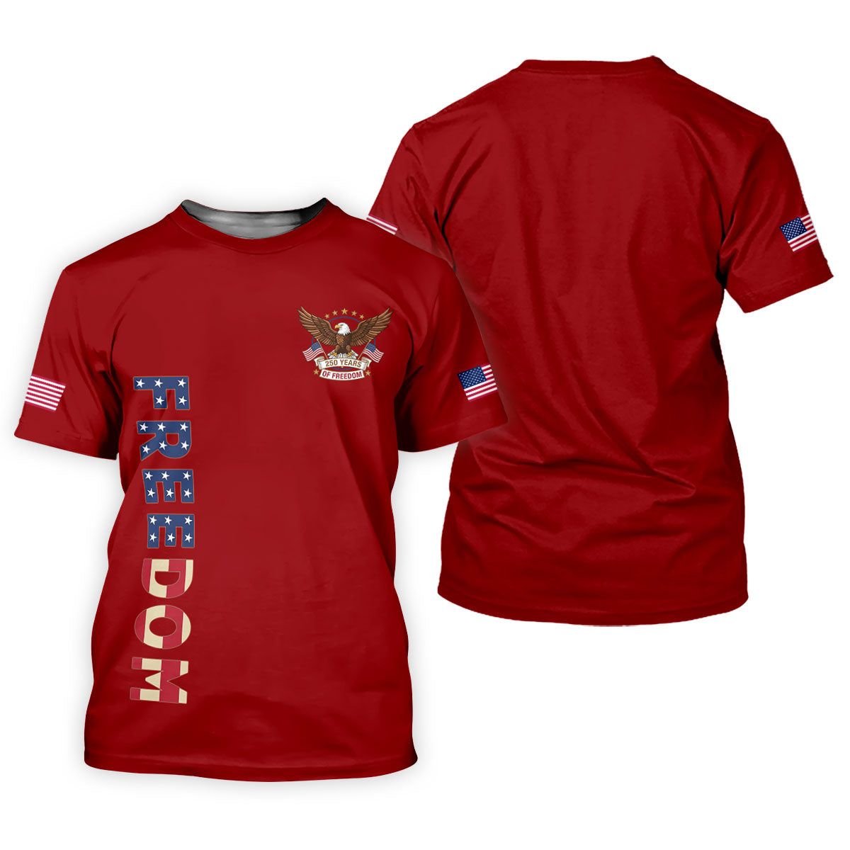 250 Years Of Freedom US Flag Logo Red Golf Shirt, Patriotic 4th Of July Golf Shirt For Women