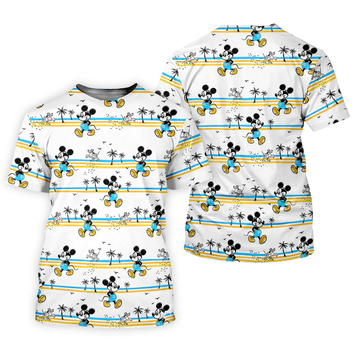 Retro Beach Stripe Cartoon Golf Polo Shirt, Golf Polo Shirts For Men, Mens Golf Apparel