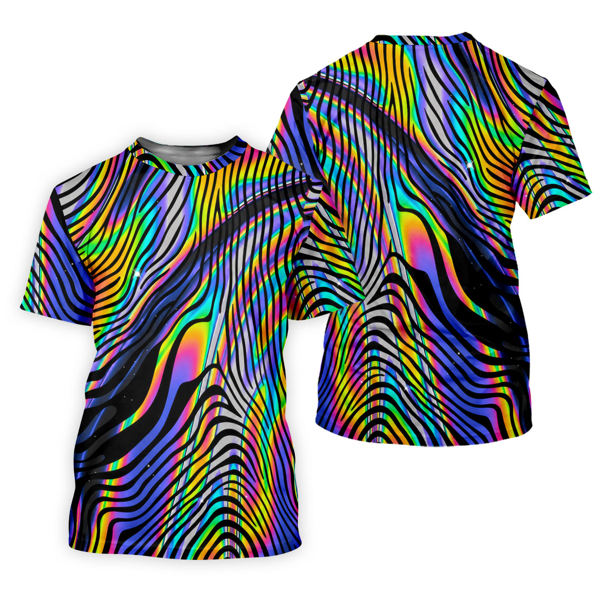 Rainbow Neon LGBT Support Zebra Pattern Ladies Golf Tops, Pride Month Golf Shirt For Women