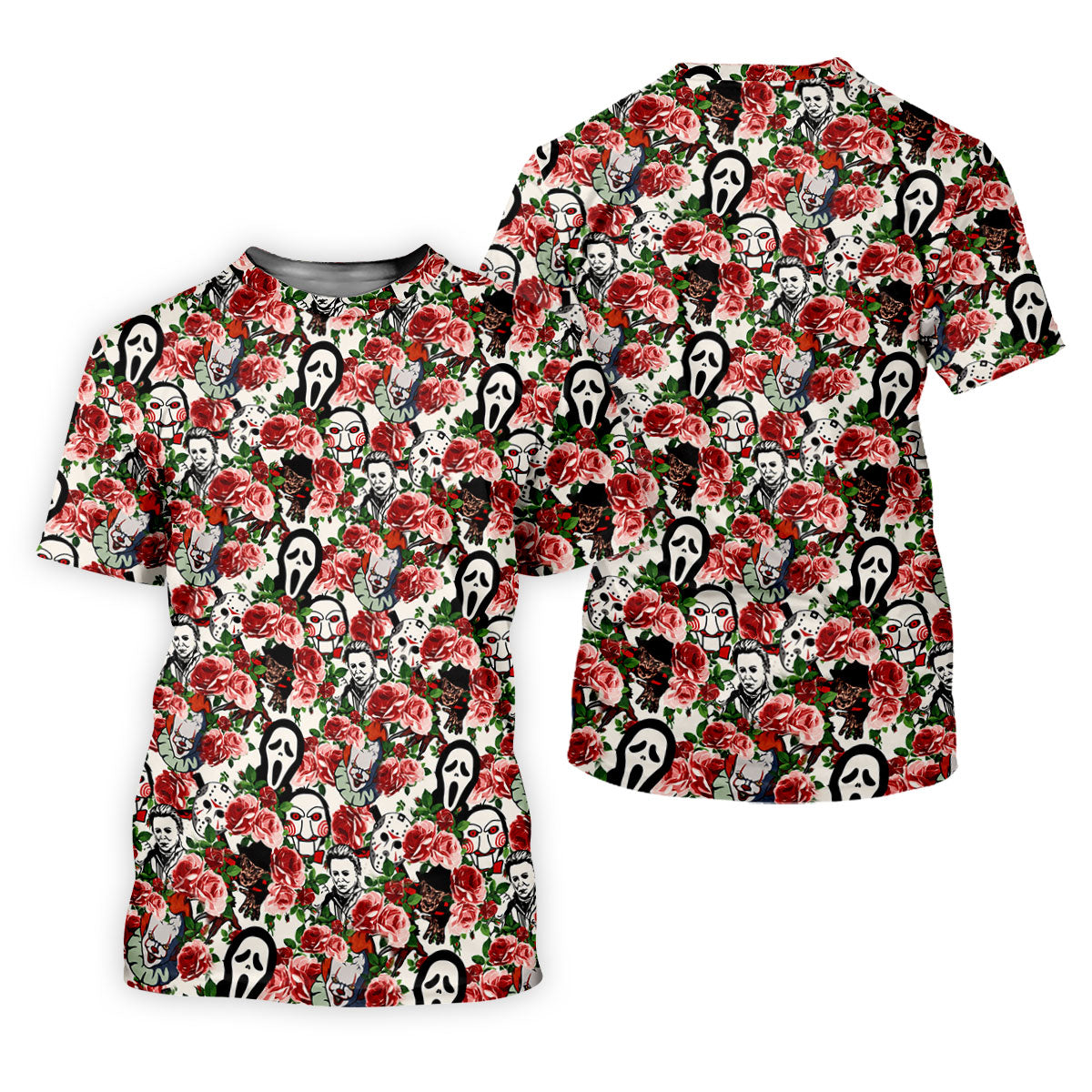 Rose Horror Character Collage Halloween Golf Shirt, Mens Golf Shirts, Golf Apparel For Men