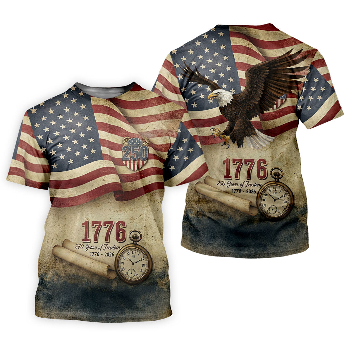250 Years Of Freedom Vintage Golf Shirt, 4th Of July Patriotic Golf Shirt For Women