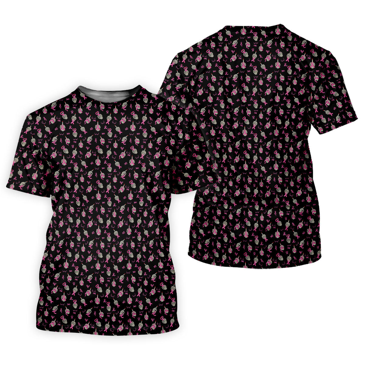 Skeleton Middle Finger Breast Cancer Polo Shirt, Polo Shirts For Men, Mens Golf Apparel