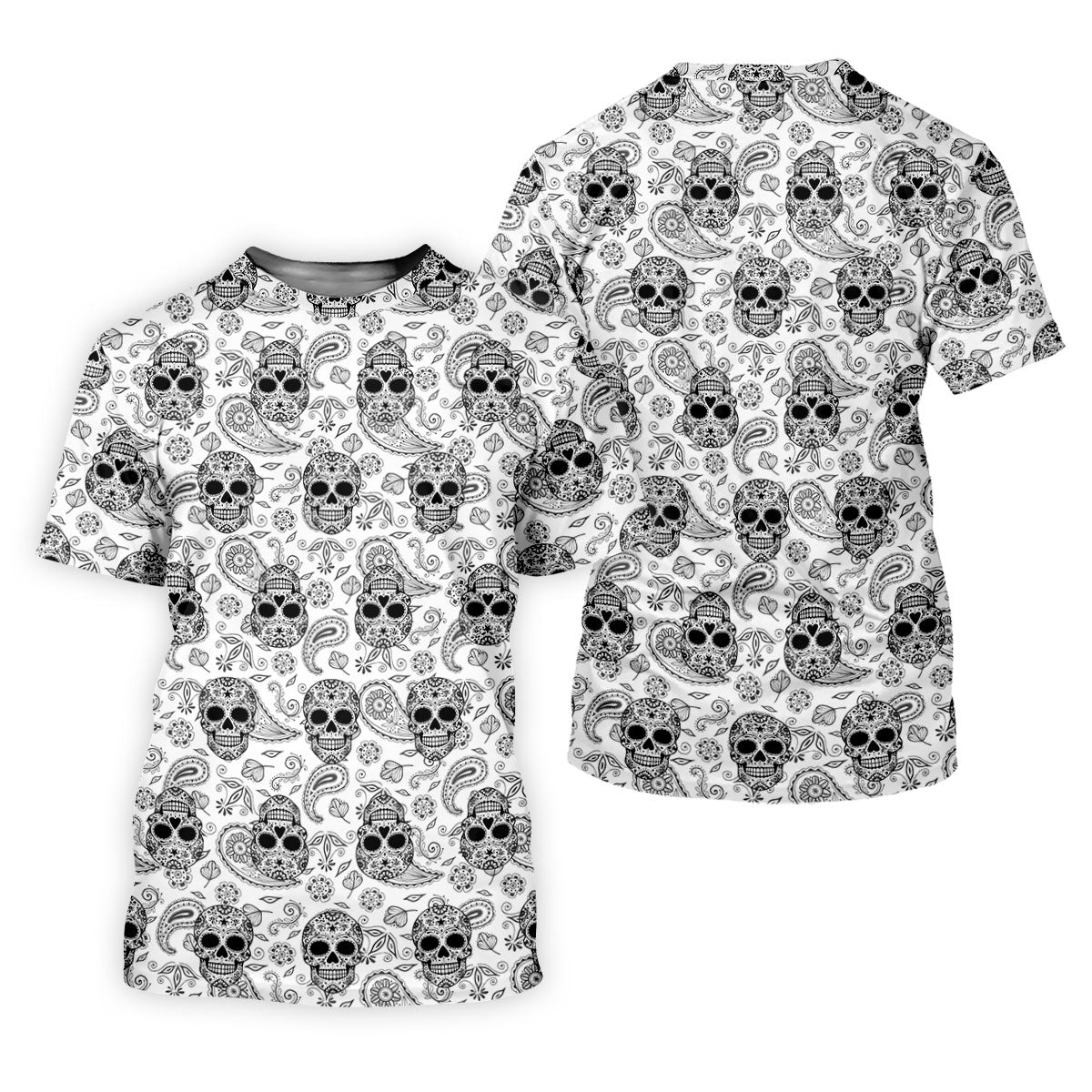 Sugar Skull Paisley Pattern Golf Polo Shirt, Ladies Golf Shirts, Women's Golf Apparel