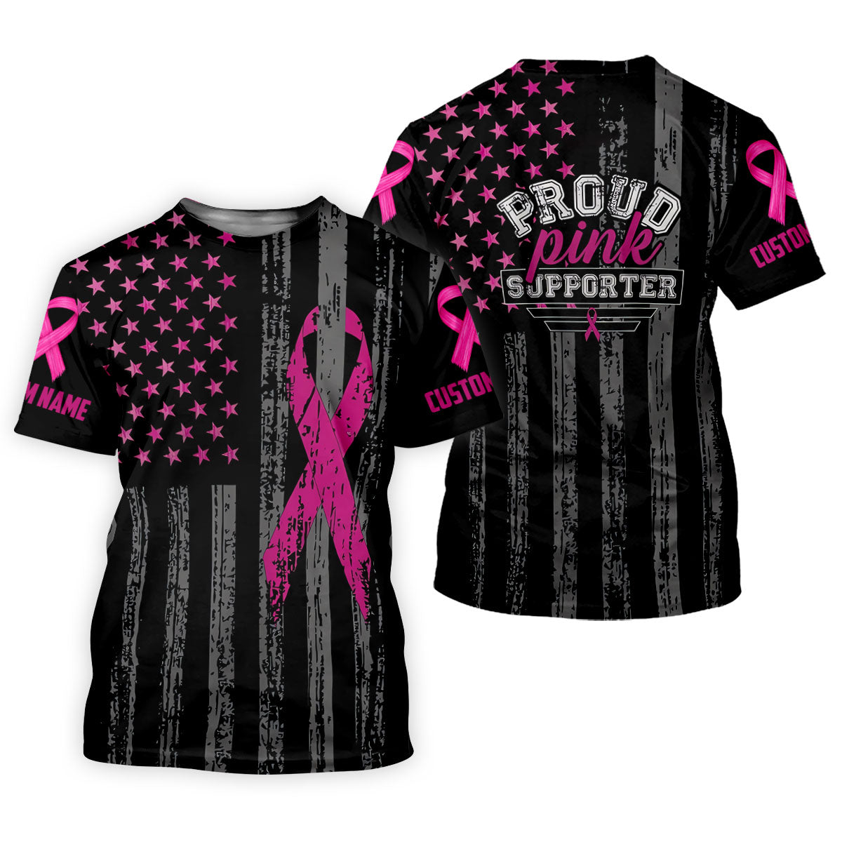 Custom Proud Pink Supporter Breast Cancer Men Polo Shirt, Mens Golf Polo, Awareness Golf Shirts