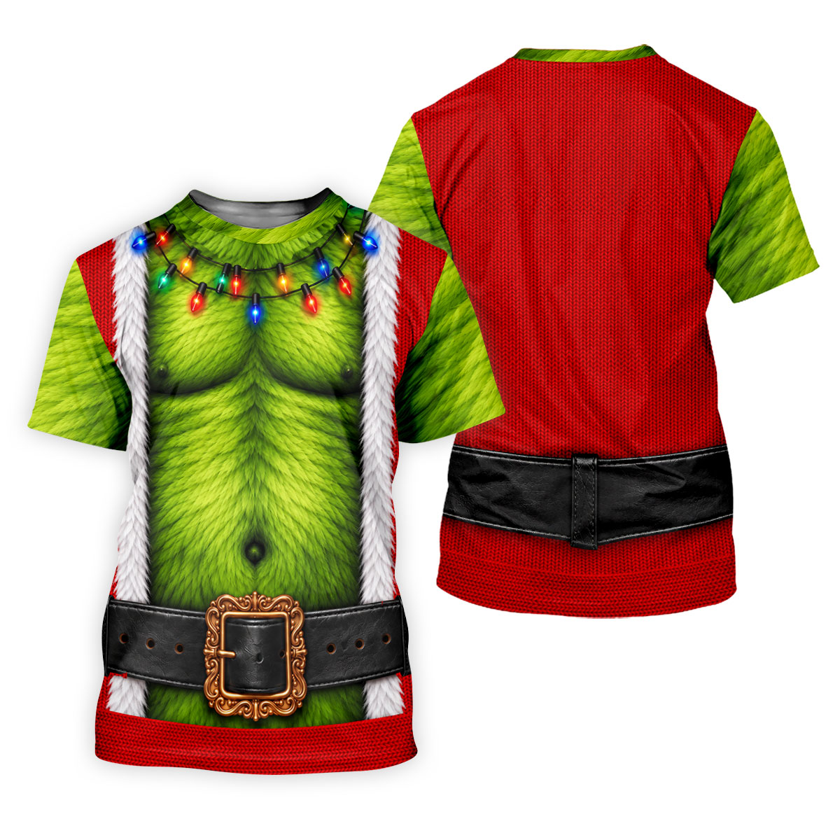 Green Furry Christmas Lights Golf Polo Shirt, Christmas Golf Shirt, Mens Golf Apparel