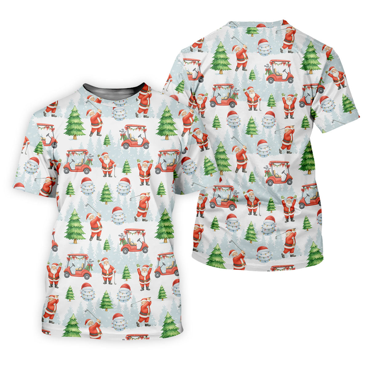 Santa Claus Golf Pose Men's Funny Golf Shirts, Men's White Polo, Christmas Golf Shirt, Golf Gift Christmas