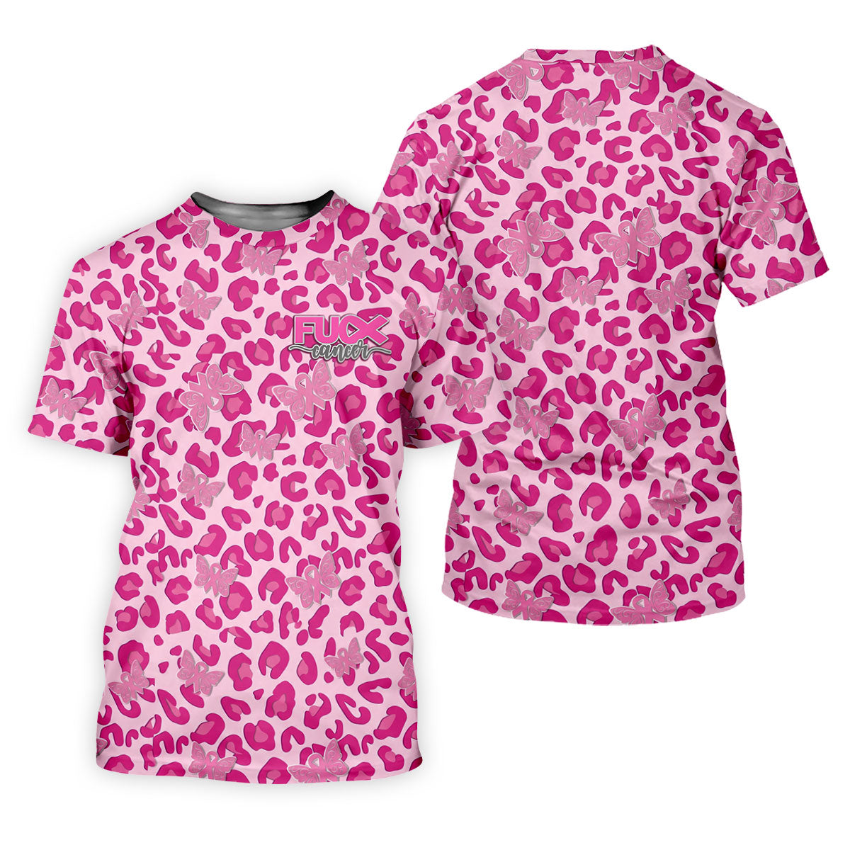 F*ck Cancer Leopard Butterfly Breast Cancer Polo Shirt, Women’s Golf Polo, Ladies Golf Top