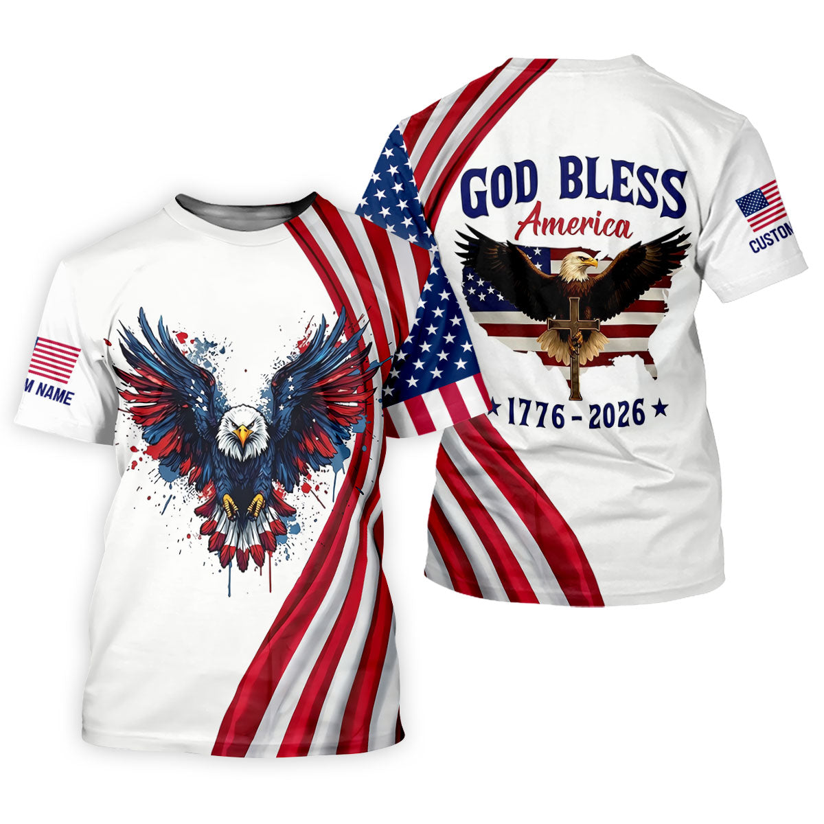 God Bless America 250 Years US Flag Golf Shirt, Patriotic 4th Of July Golf Shirts For Men