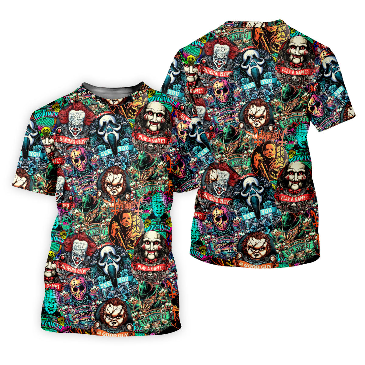 Play A Game Horror Character Golf Polo Shirt, Women's Halloween Shirt, Women's Golf Polo