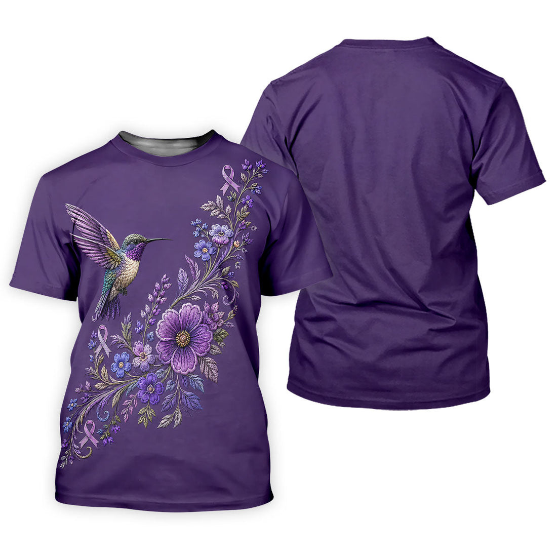 Cancer Awareness Purple Ribbon Floral Polo Shirt, Womens Golf Polo, Golf Shirts For Women