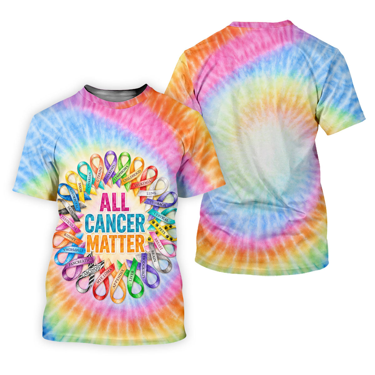 All Cancer Matter Colorful Ribbon Polo Shirt, Ladies Golf Tops, Printed Golf Shirt