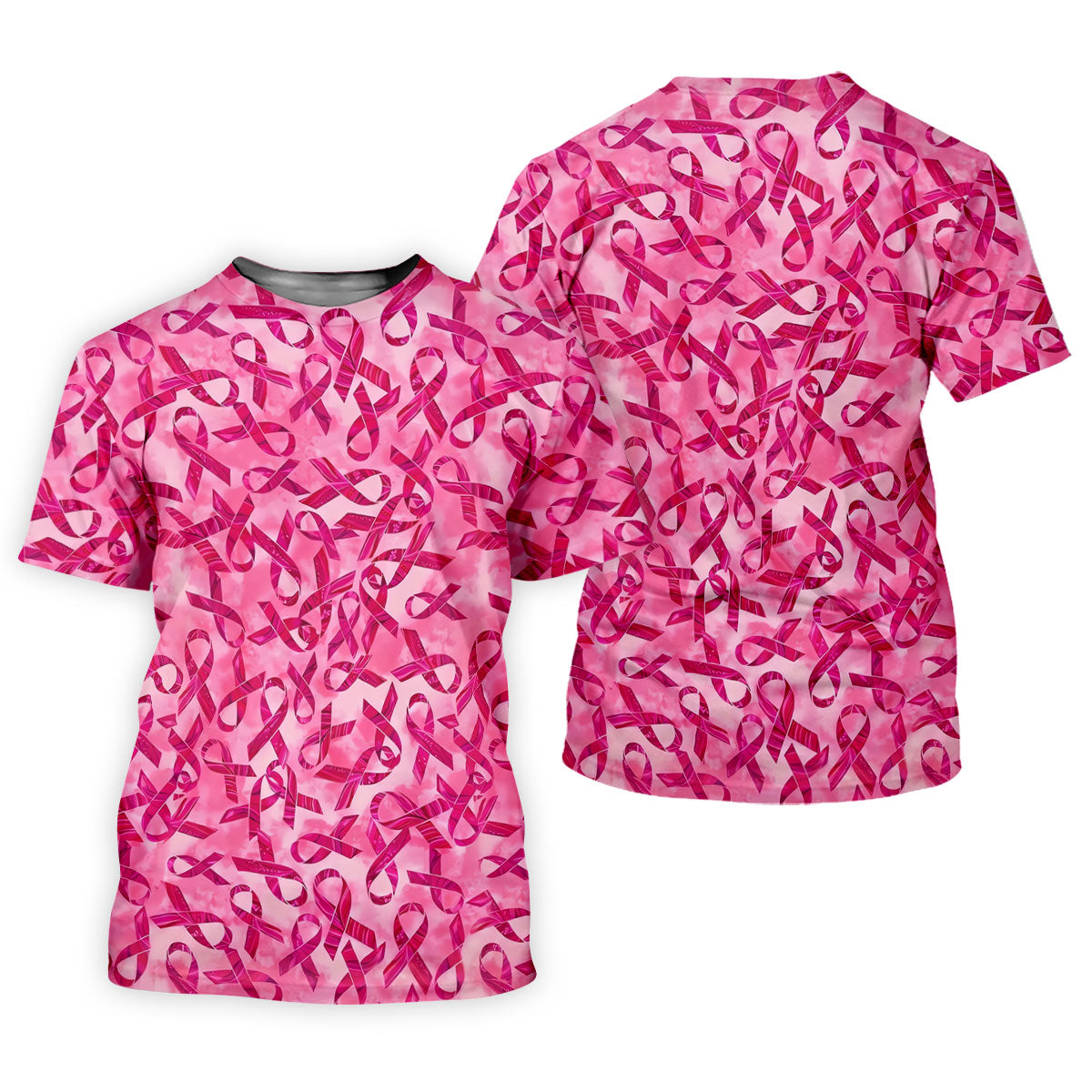 Pink Ribbon Breast Cancer Pattern Polo Shirt, Hawaiian Golf Shirt, Golf Shirts For Men