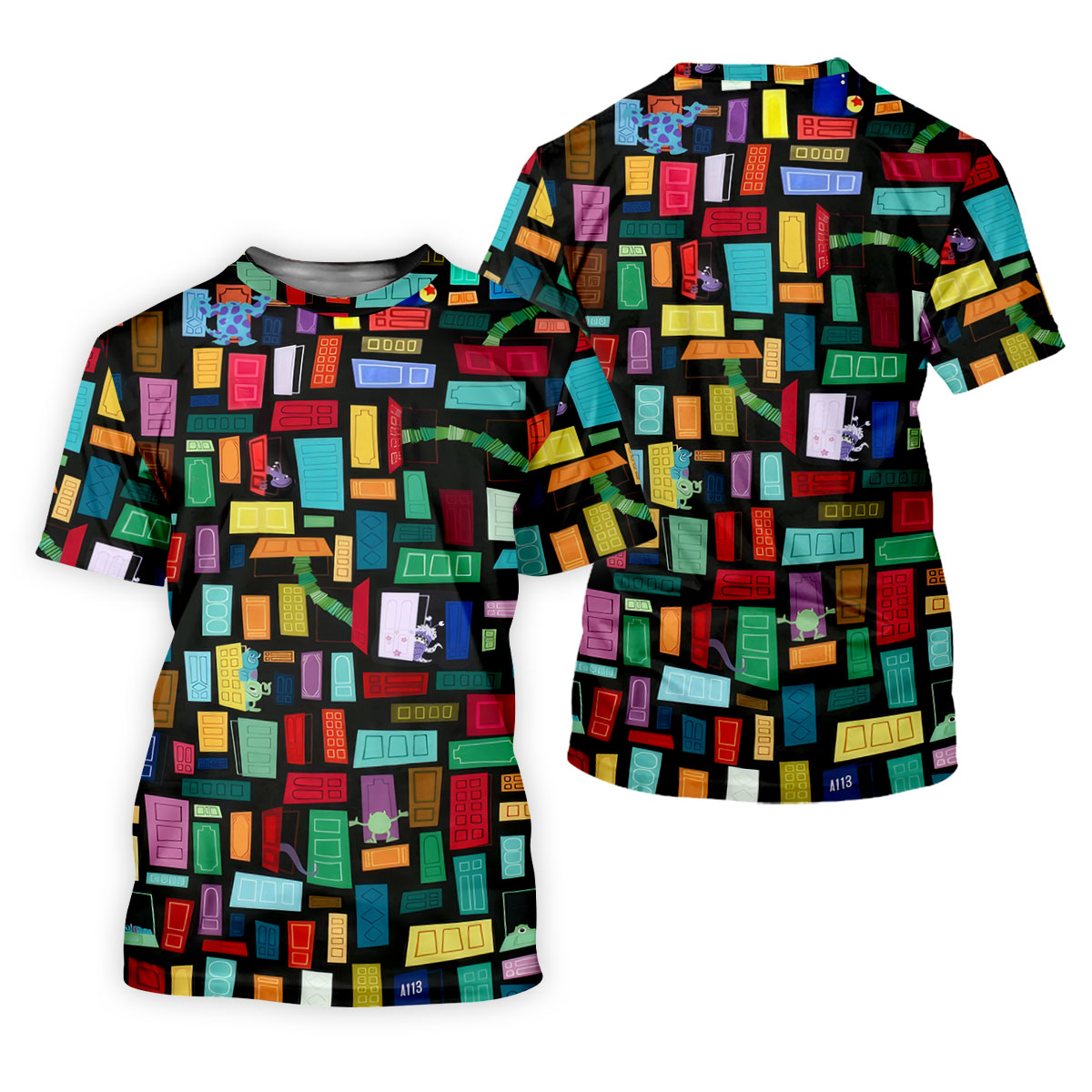 Monster Door Golf Shirt, Colorful Animated Monster World Pattern, Golf Shirt For Men