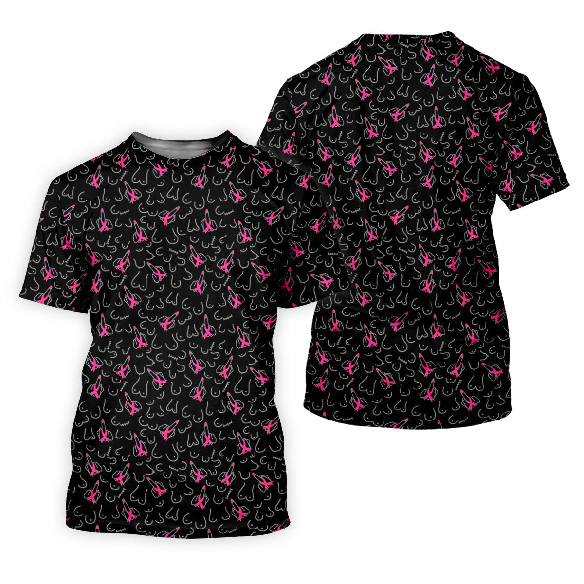 Breast Cancer Ribbon Middle Finger Polo Shirt, Mens Polo Shirts, Men's Golf Shirt