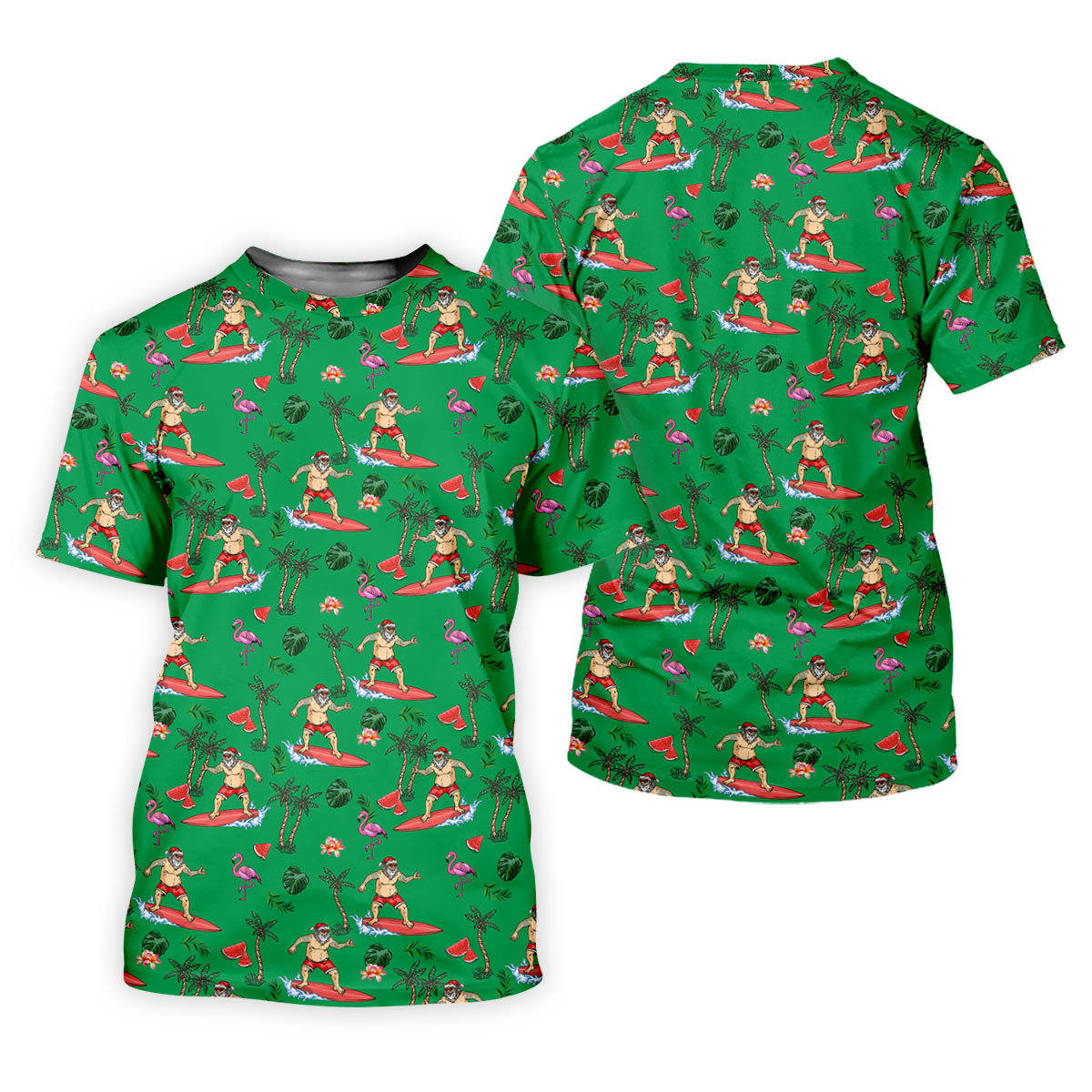 Surfing Santa Tropical Beach Golf Polo Shirt, Christmas Golf Shirt, Women’s Golf Apparel, Golf Polo For Women