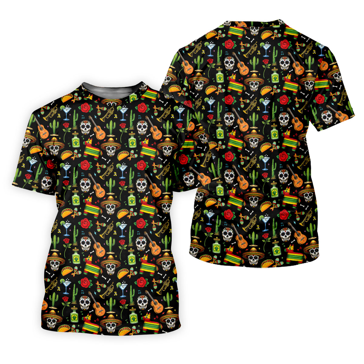 Decorated Skulls Party Items Cinco De Mayo Celebration Fiesta Themed Black Golf Shirt For Women