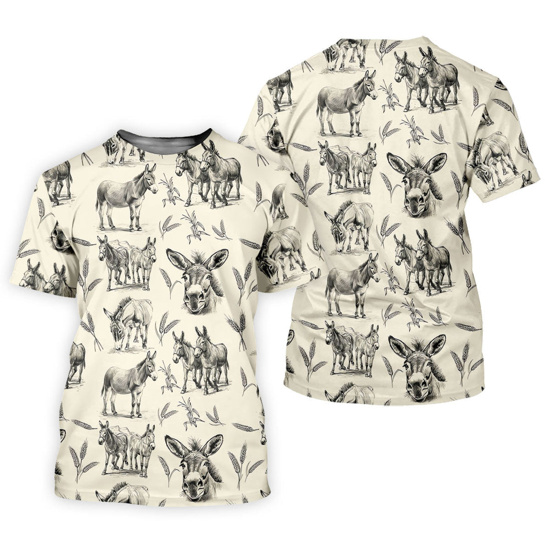 Vintage Donkey Sketch Pattern Hawaiian Golf Polo Shirt, Golf Shirts For Women, Women's Golf Apparel