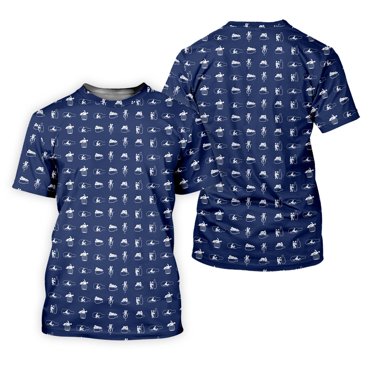 Navy Funny Adult Drinking Pattern Golf Polo Shirt, Men's Golf Shirt, Mens Golf Shirts