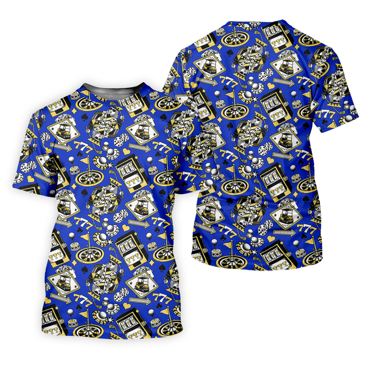 Casino Golf Pattern Blue Hawaiian Golf Polo Shirt, Golf Shirts For Men, Mens Golf Apparel