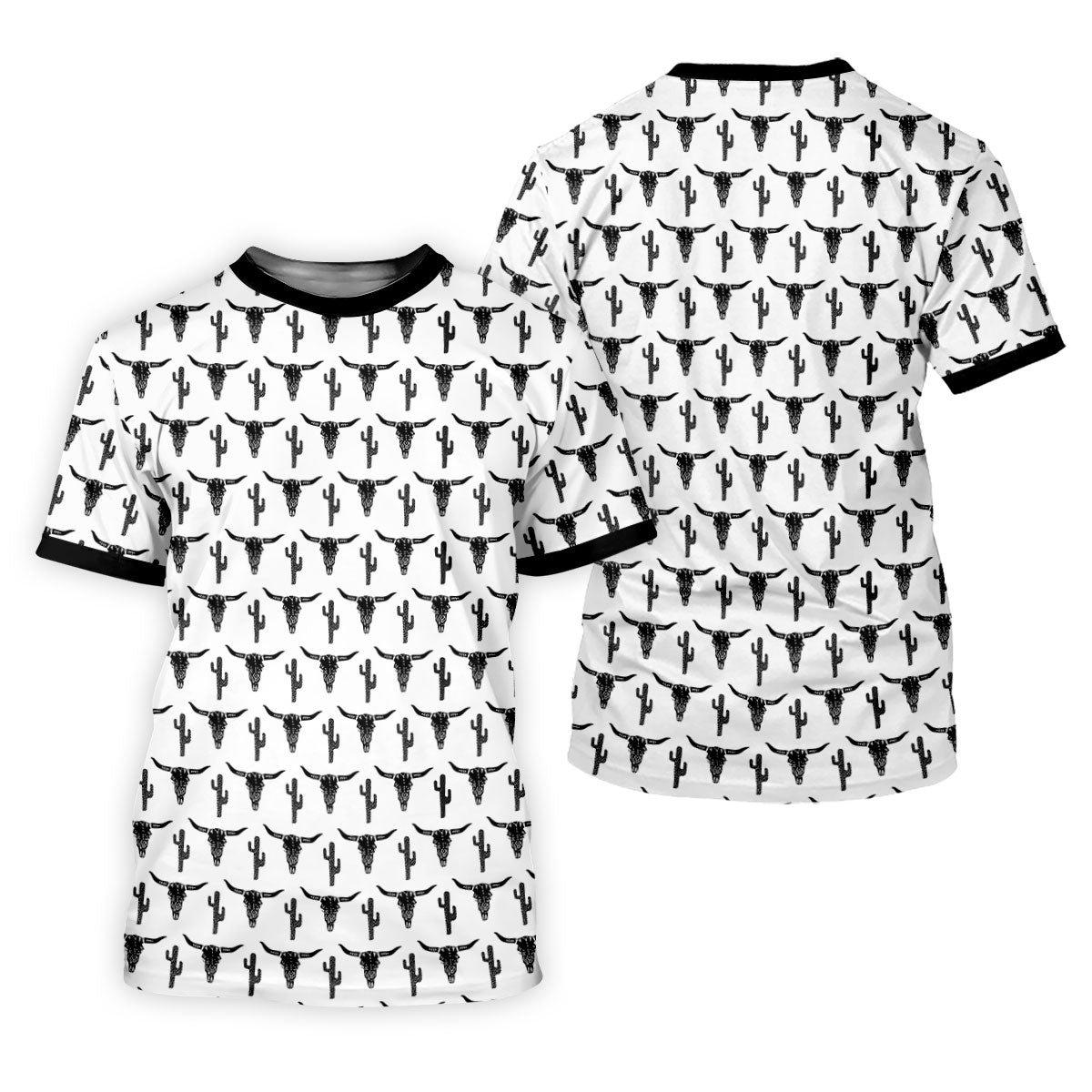 Longhorn Cow Skull Western Theme White Golf Tops For Men, Polo Shirts For Men, Golf Shirts For Men