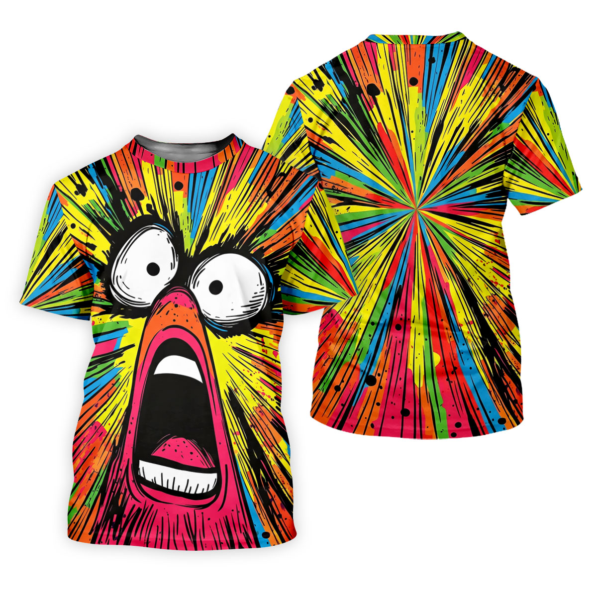 Screaming Face Colorful Retro Hawaiian Golf Shirt, Men's Funny Golf Shirts