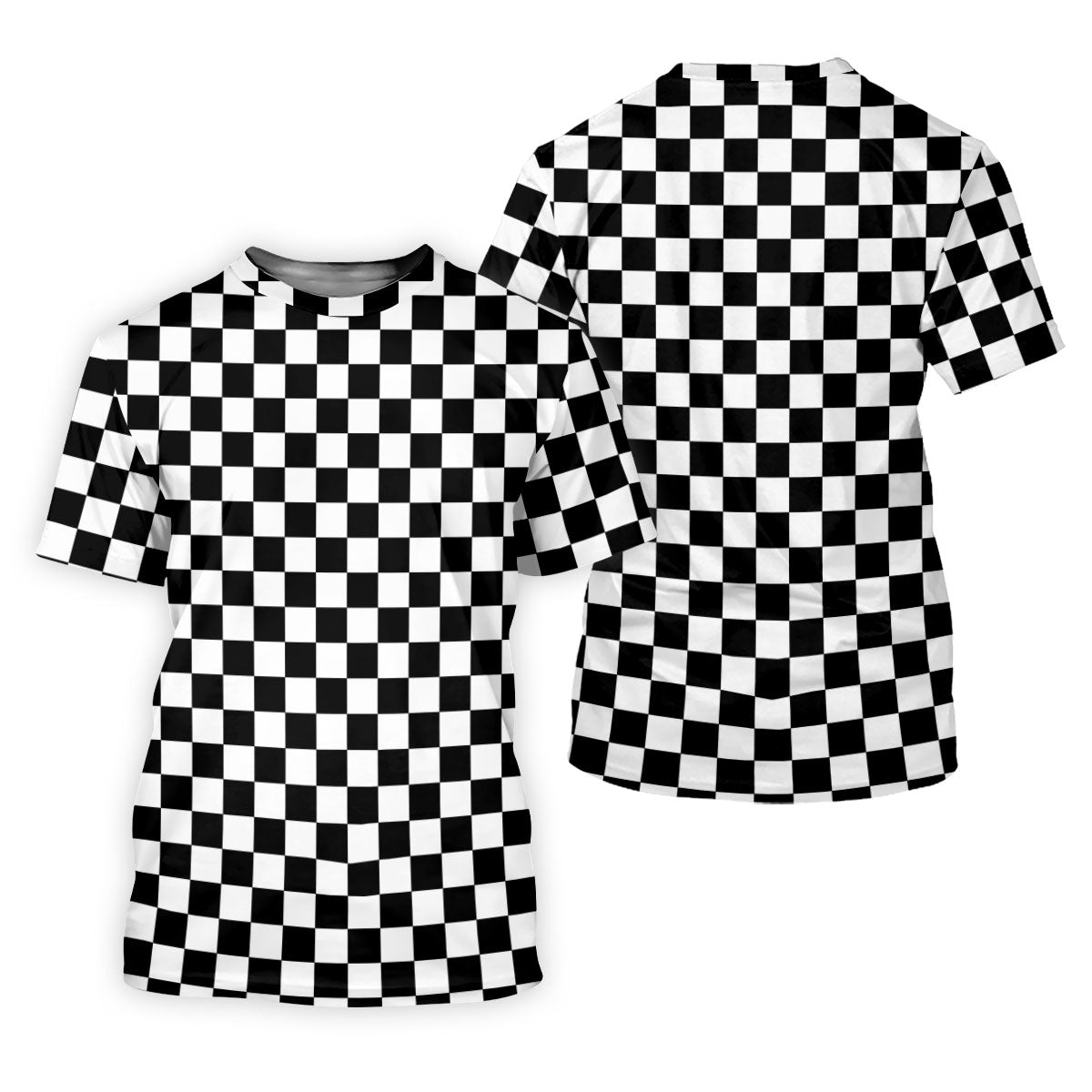 Black White Checkerboard Racing Pattern Golf Shirt, Men's Golf Shirt, Golf Polo Shirts For Men, Printed Golf Shirts