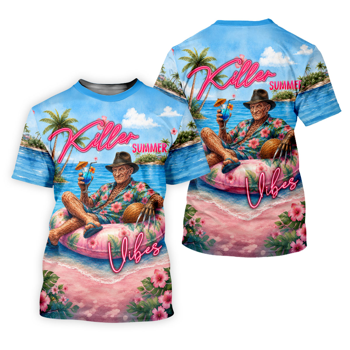 Killer Summer Vibes Burned Slasher Golf Polo Shirt, Men's Golf Shirt, Mens Golf Apparel