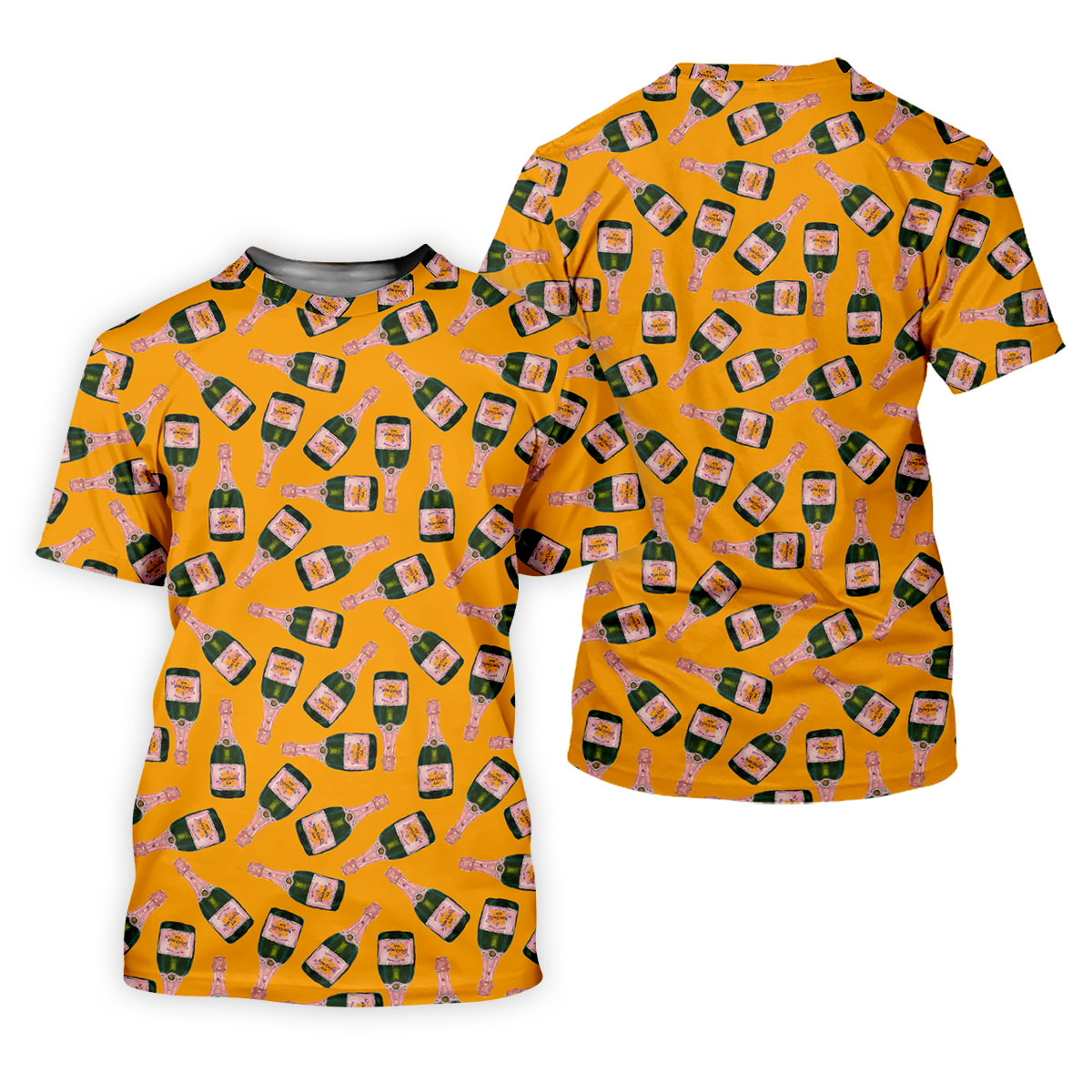 Rosé Champagne Seamless Pattern Yellow Golf Shirt, Ladies Golf Shirts, Golf Shirt For Women
