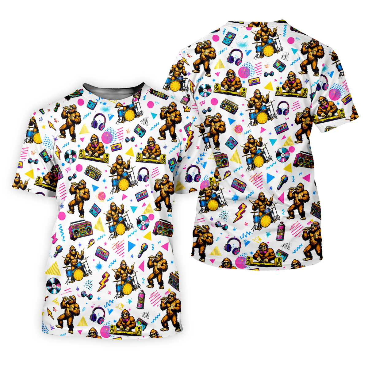 Bigfoot Party Memphis Pattern Retro Golf Shirt, Hawaiian Golf Shirt, Polo Shirts For Men