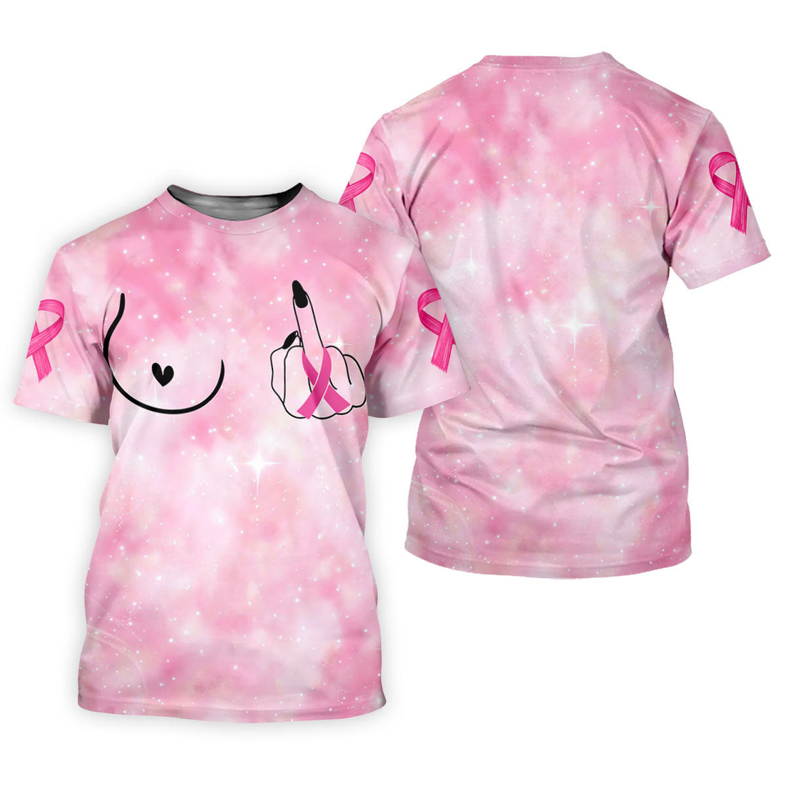 Pink Ribbon Middle Finger Breast Cancer Polo Shirt, Ladies Golf Shirt, Women's Golf Tops