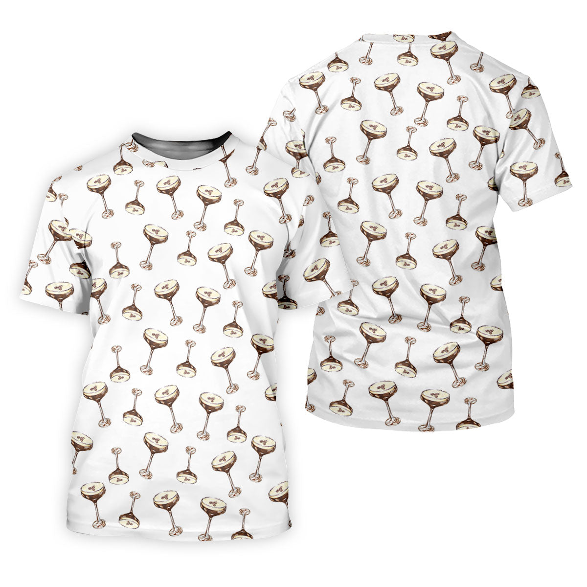 Expresso Martini Doodle Seamless Pattern Hawaiian Golf Shirt, Polo Shirts For Men