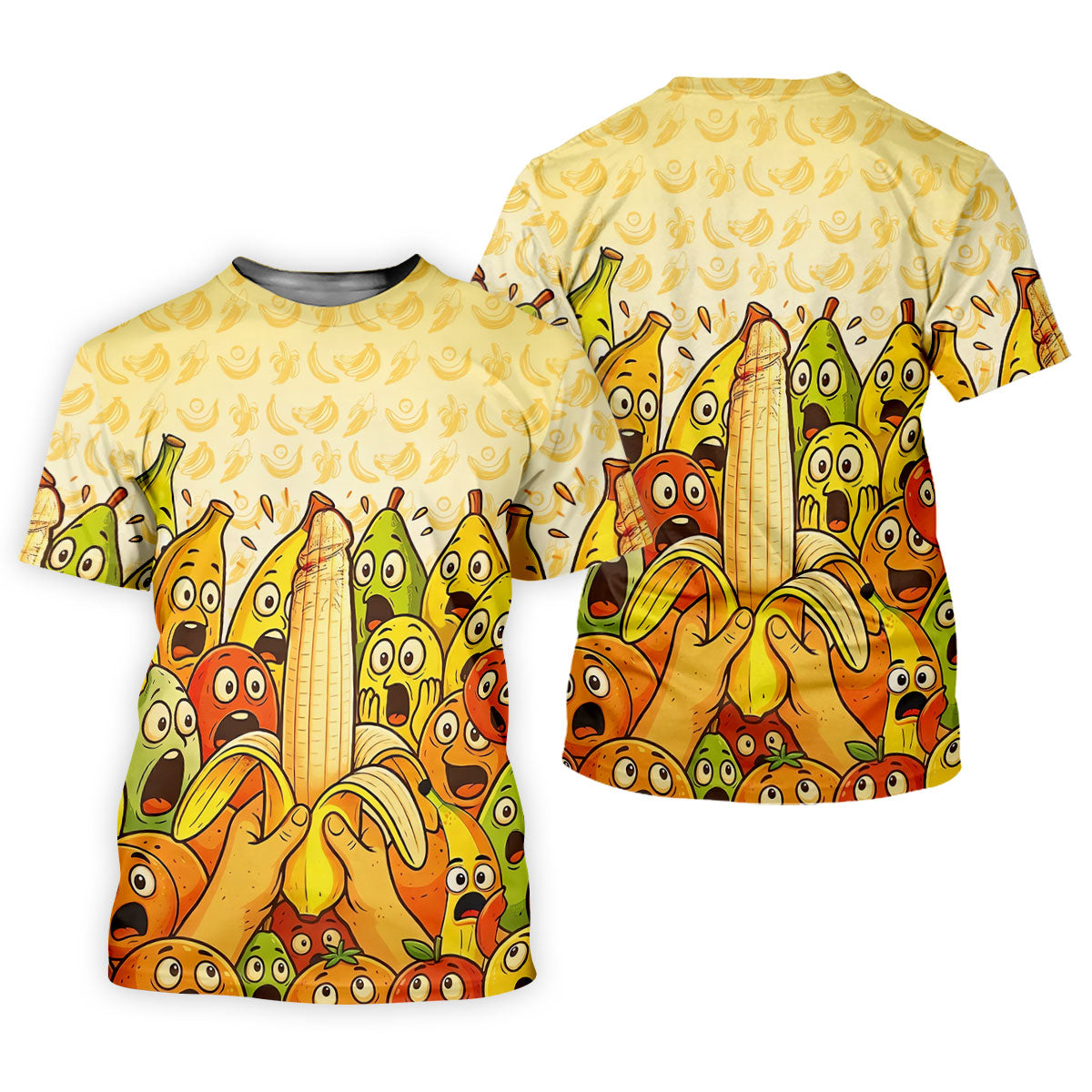 Funny Banana Fruit Cartoon Pattern Polo Shirt, Mens Golf Polo, Golf Shirts For Men
