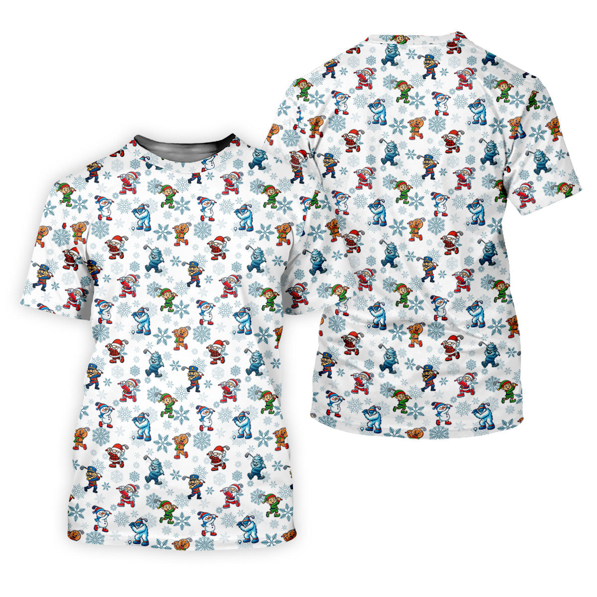 Funny Christmas Characters Golf Pose Fun Women's Golf Shirts, Christmas Golf Shirt, Ladies Golf Shirts