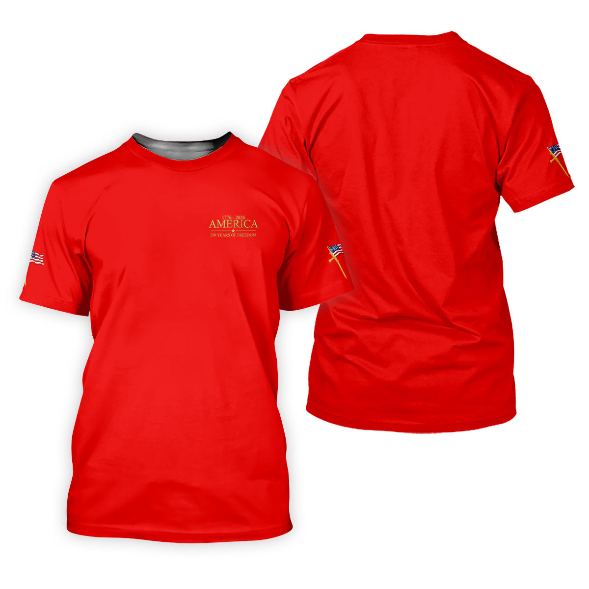America 250 Years Of Freedom Faith Cross Red Golf Shirt, Patriotic 4th Of July Golf Shirt For Women
