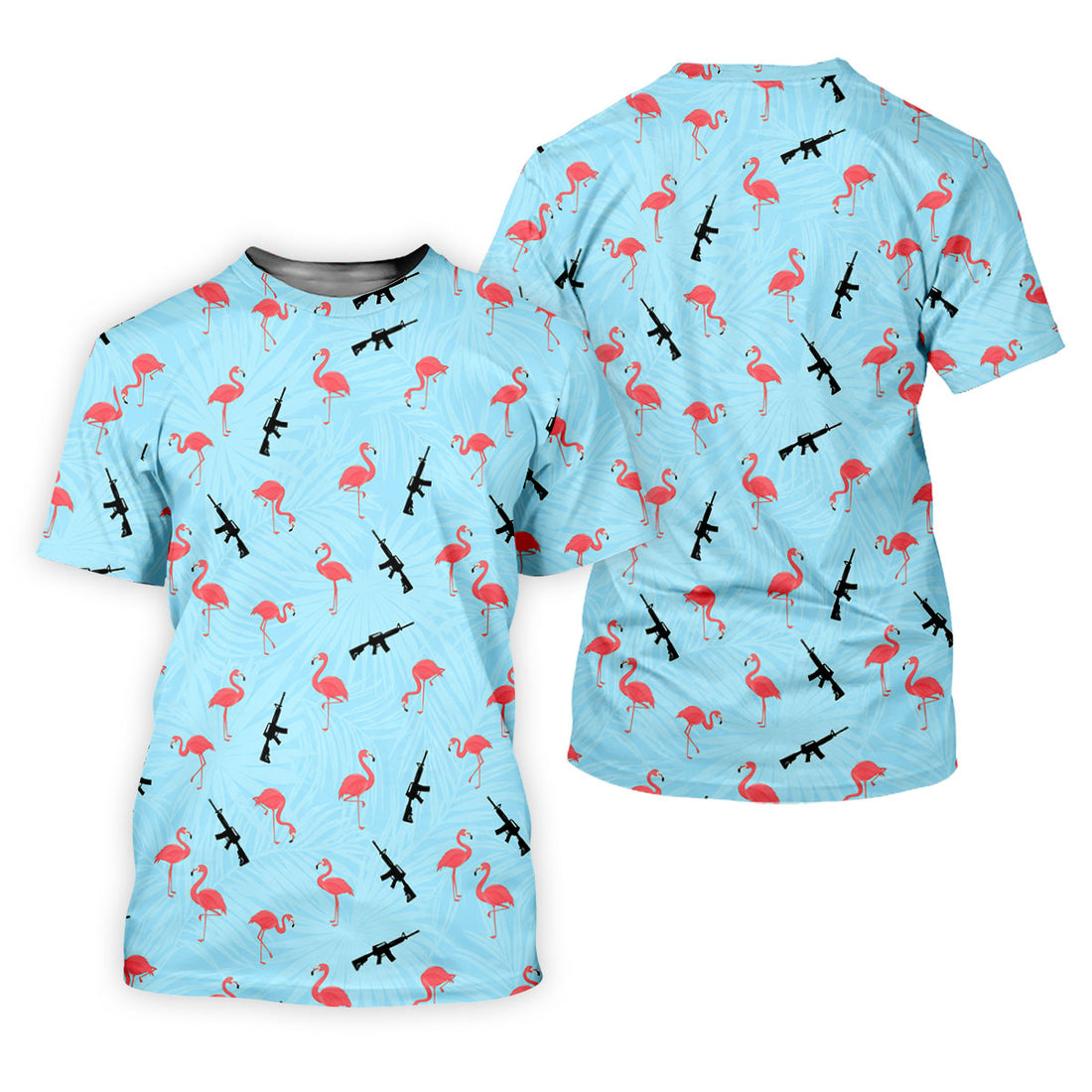 Light Blue Flamingo Pattern Golf Polo Shirt, Men's Golf Shirt, Golf Polo Shirts For Men