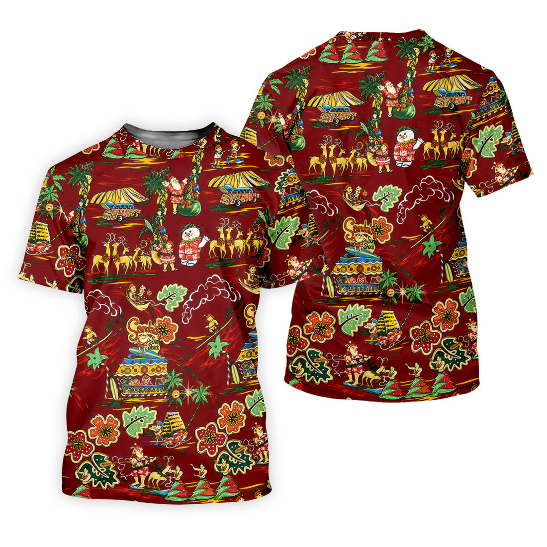 Women's Tropical Santa Surf Shack Golf Shirt, Christmas Golf Shirt, Women’s Golf Apparel