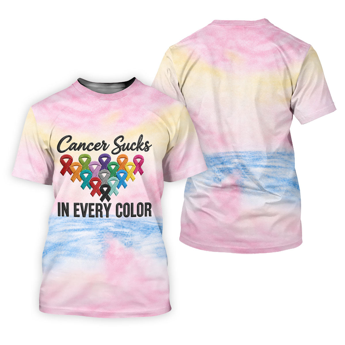 Cancer Sucks In Every Color Ribbon Polo Shirt, Mens Golf Polo, Printed Golf Shirts
