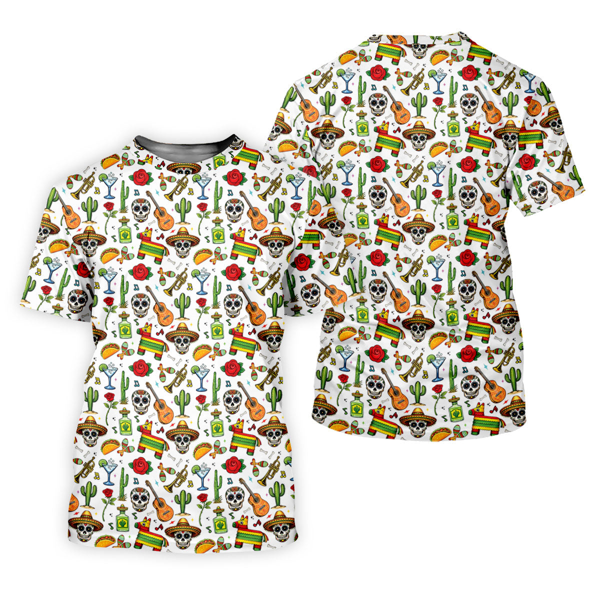 Decorated Skulls Party Items Cinco De Mayo Celebration Fiesta Themed White Golf Shirts For Men