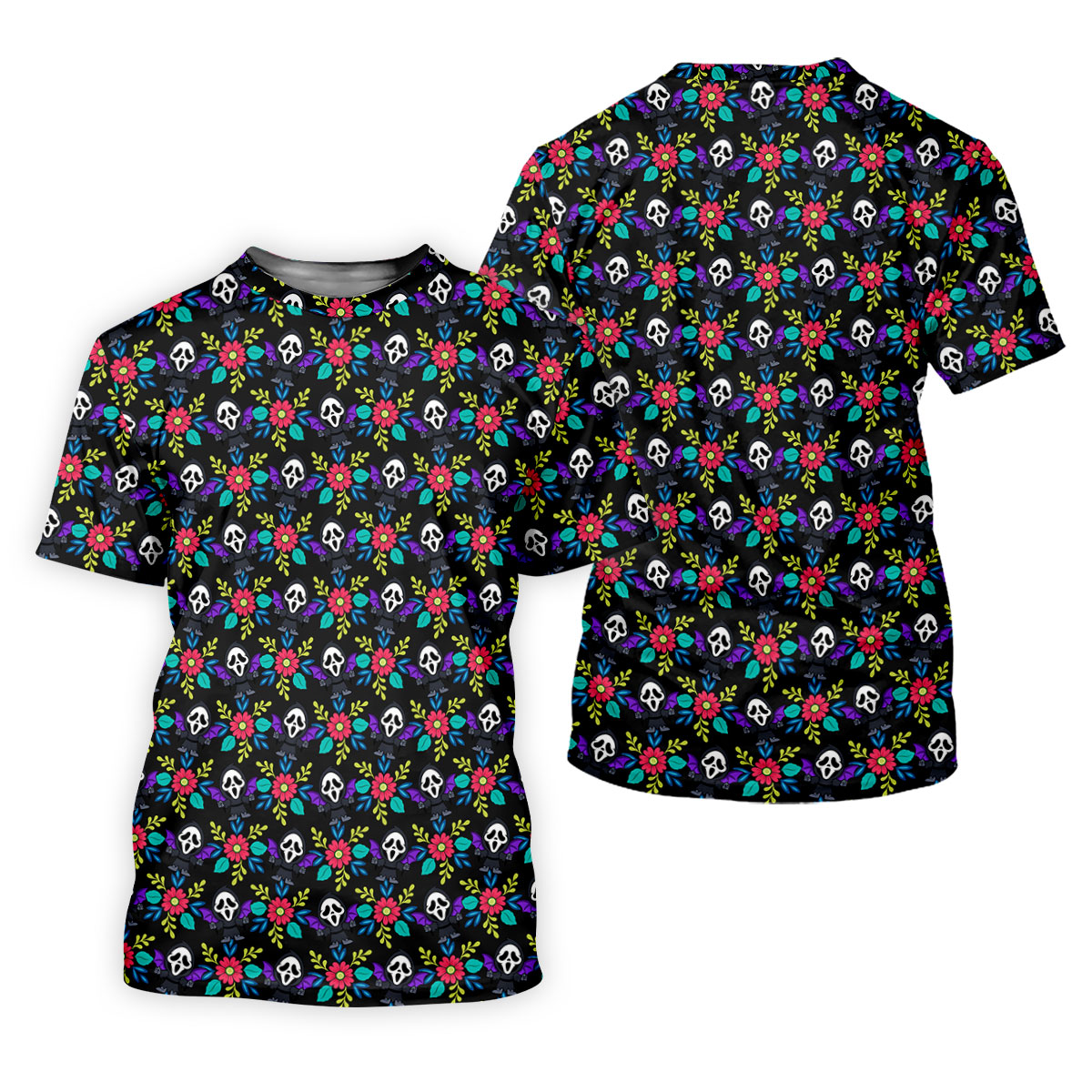 Floral Horror Character Halloween Polo Shirt, Women's Halloween Shirt, Women's Golf Polo