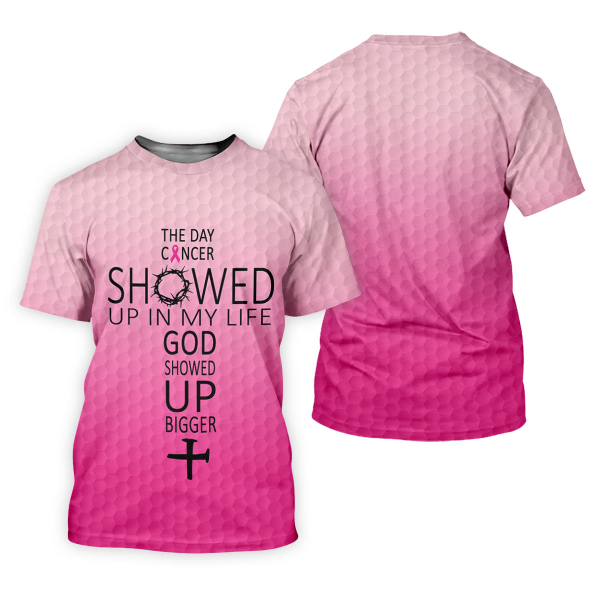 Cancer Showed Up God Showed Up Bigger Breast Cancer Polo Shirt, Women's Golf Tops