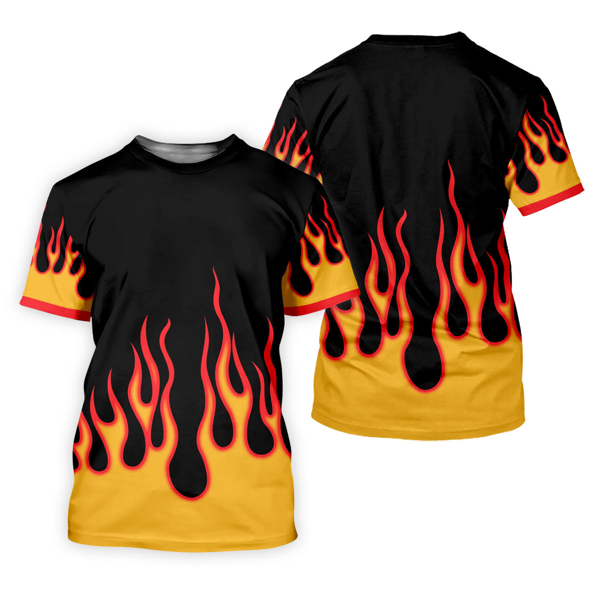 Retro Flame Fire Pattern Design Hawaiian Golf Shirt, Golf Shirts For Men, Polo Shirts For Men