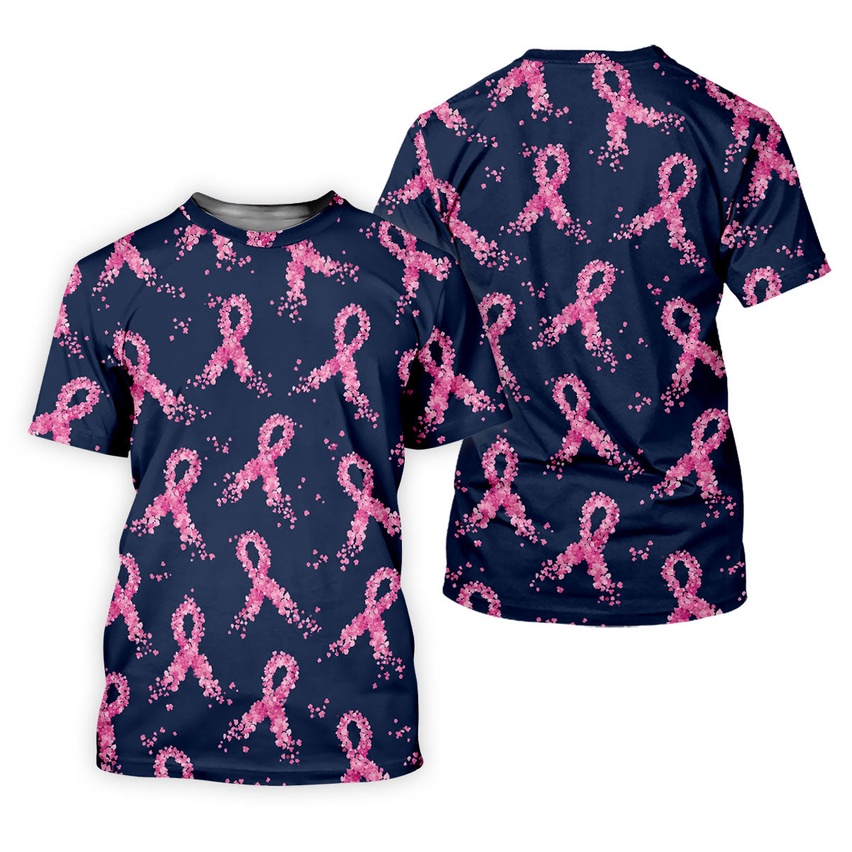Pink Floral Ribbon Breast Cancer Awareness Polo Shirt, Men's Golf Shirt, Golf Apparel For Men