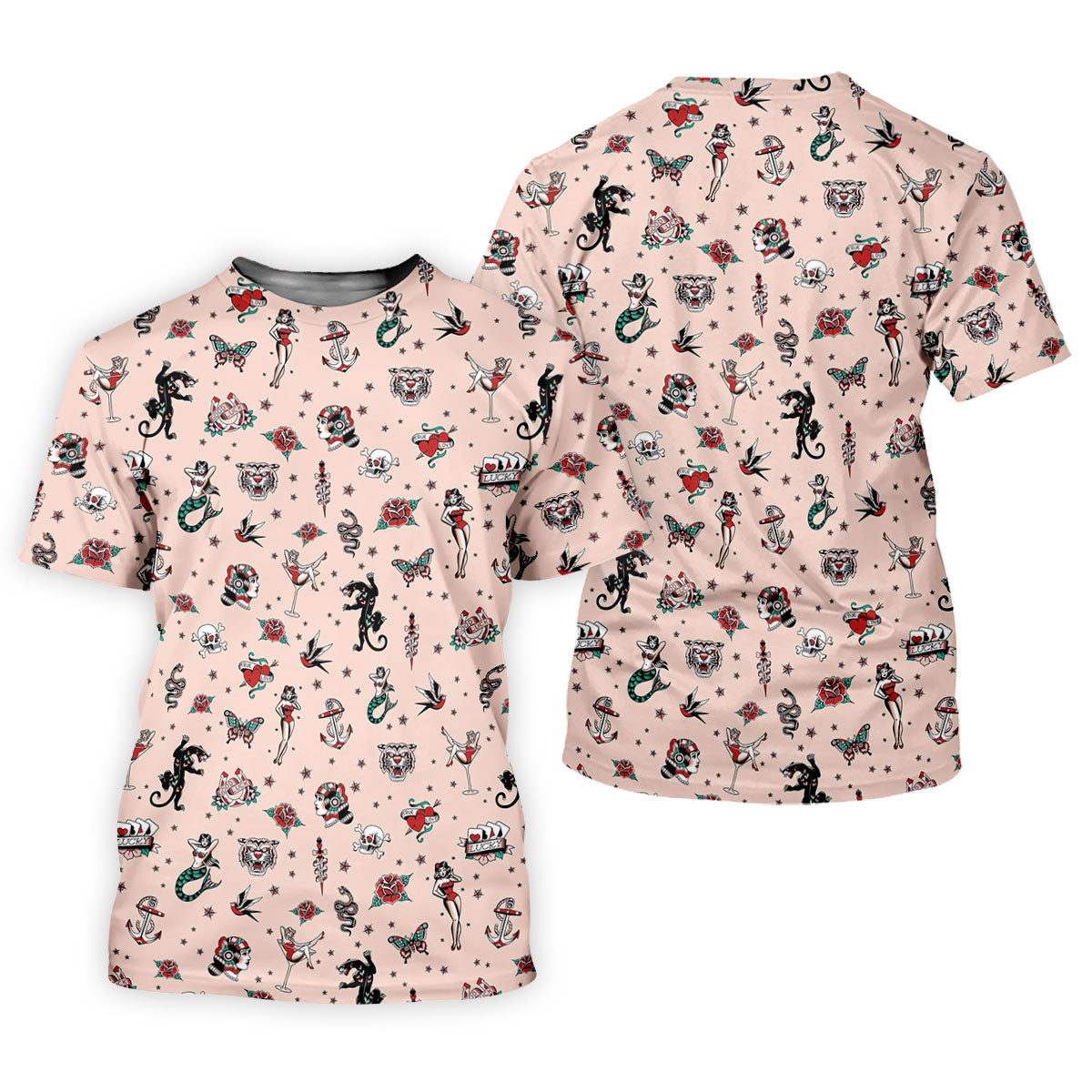 Vintage Tattoo Flash Icon Golf Polo Shirt, Golf Shirts For Women, Women's Golf Apparel