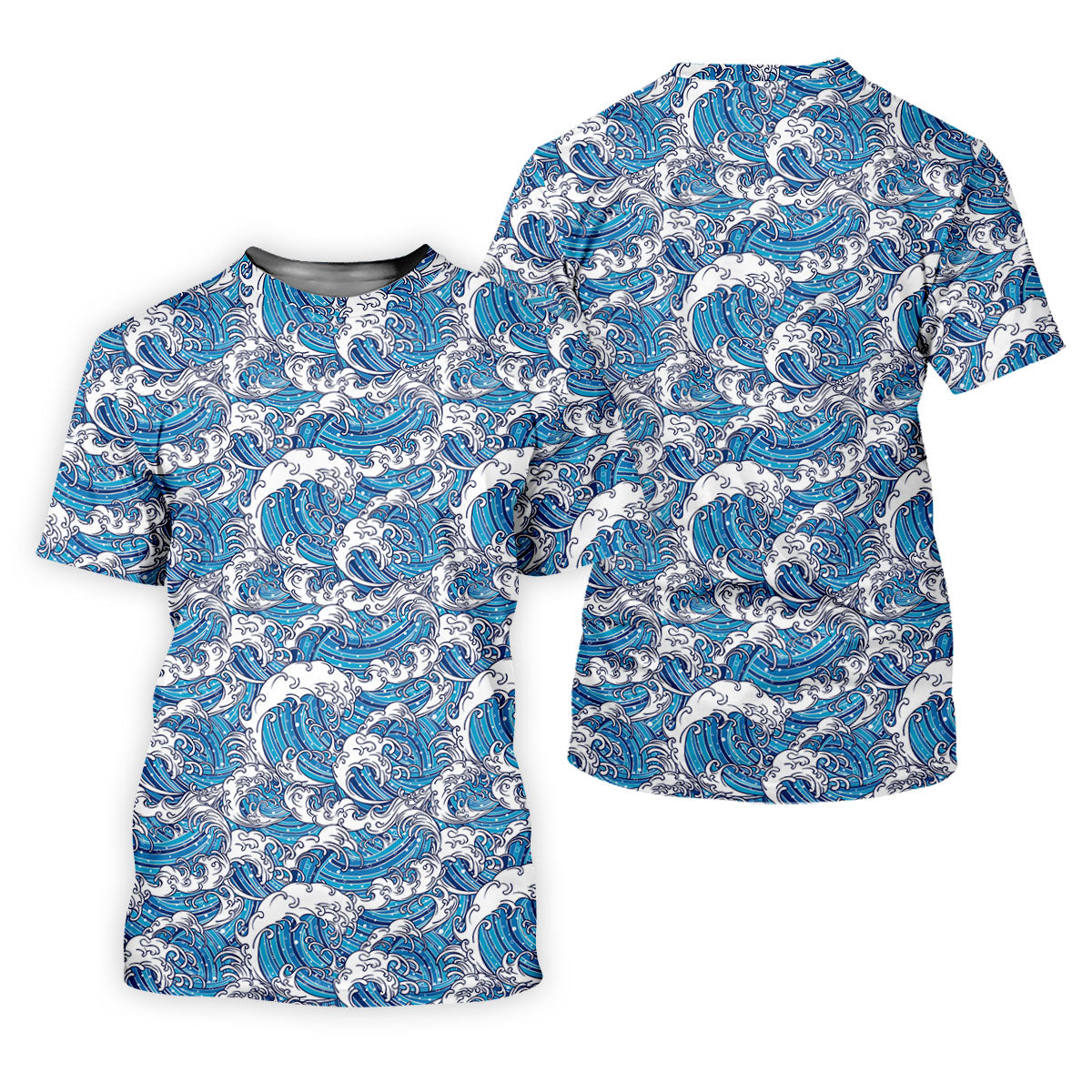 Blue Ocean Wave Pattern Golf Shirt, Women’s Golf Tops, Golf Shirts For Women, Printed Golf Shirt
