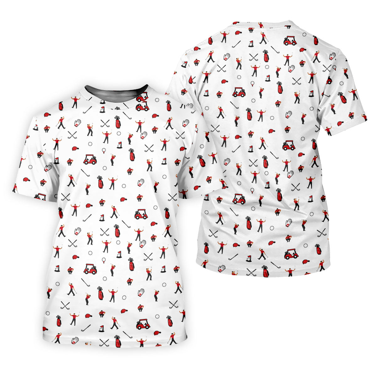 Golf Player Pattern Polo Shirt, Women's Golf Tops, Ladies Golf Shirt
