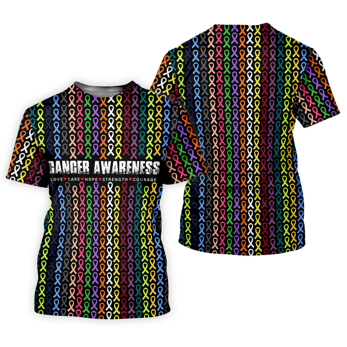 Multicolor Ribbon Cancer Awareness Polo Shirt, Womens Golf Tops, Women's Golf Apparel