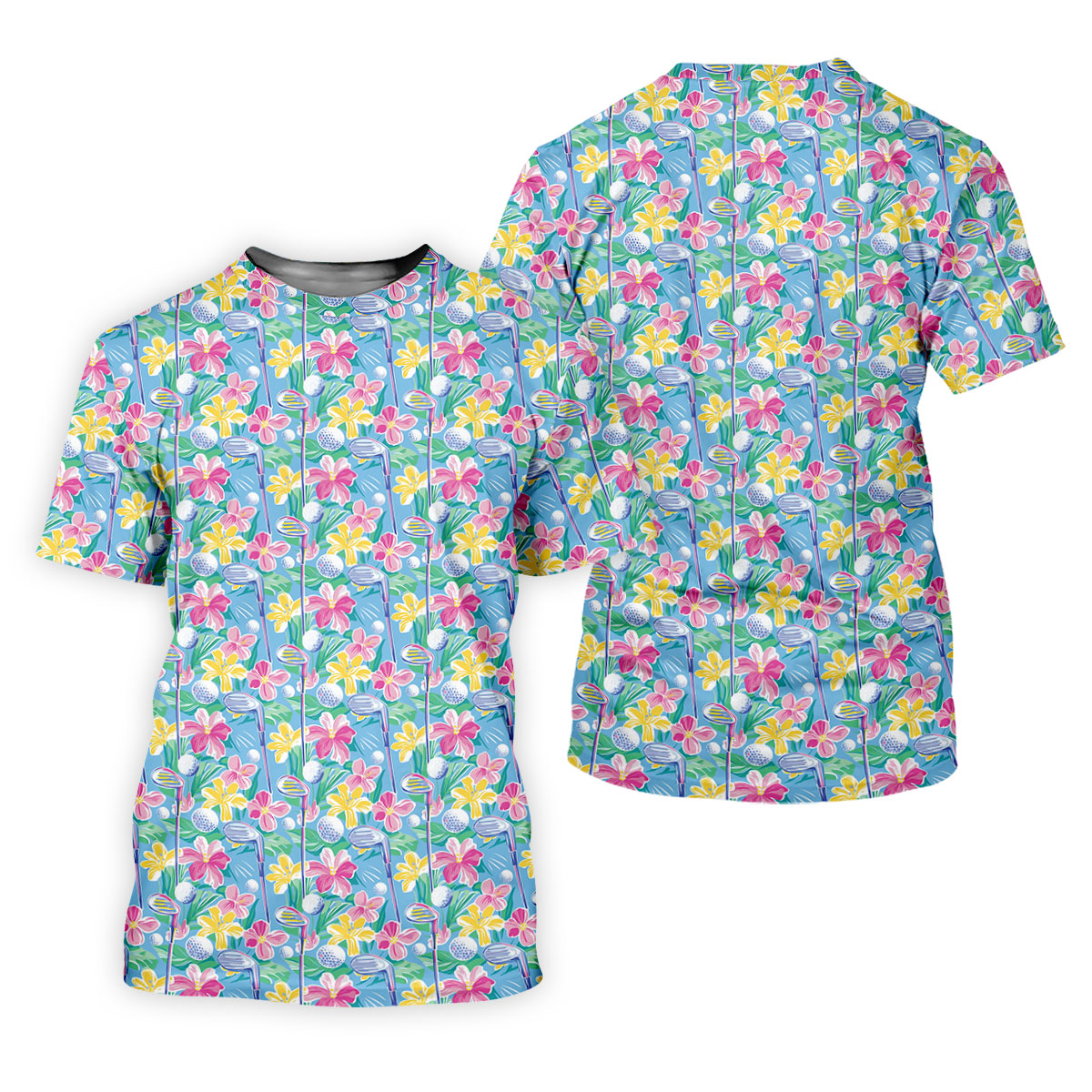Tropical Floral Golf Clubs Hawaiian Golf Polo Shirt, Women's Golf Polo, Golf Tops For Women